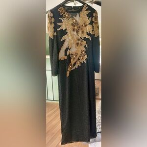 Tan-Chho Black and Gold Embellished Dress (XL)
